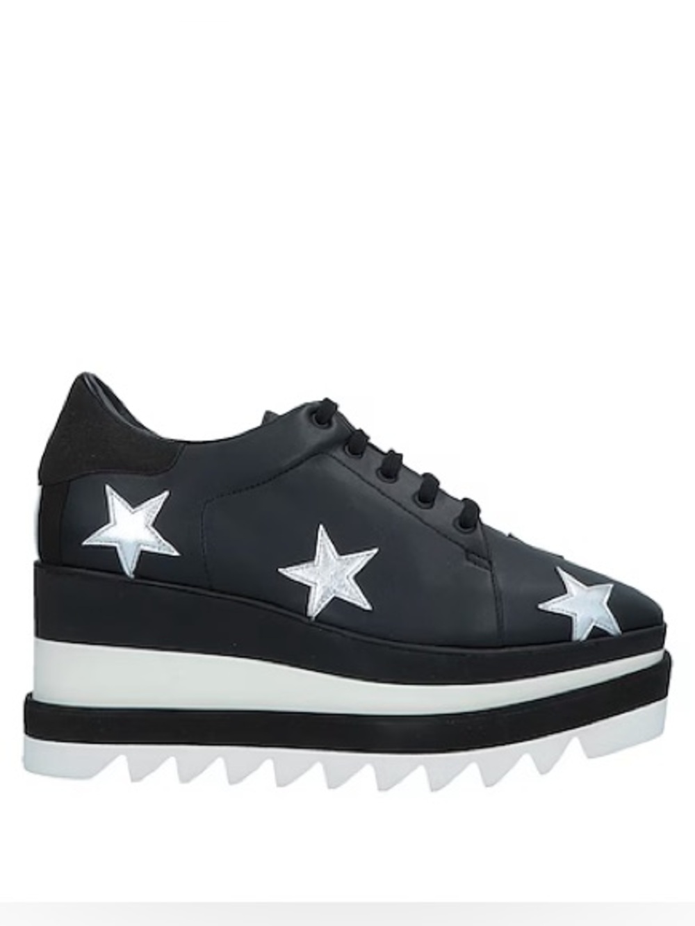 Stella McCartney Black & Silver Elyse Platform Vegan Leather Sneakers 39.5